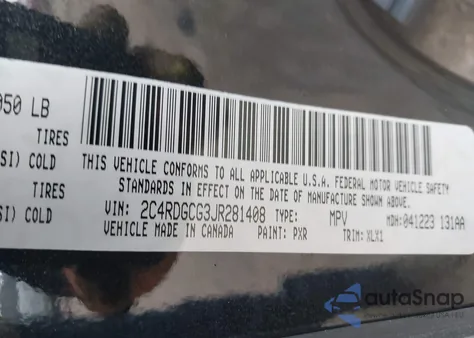 2018 Dodge Grand Caravan Sxt z USA, uszkodzony, nr VIN 2C4RDGCG3JR281408